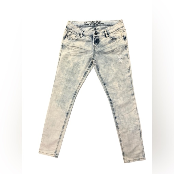 Vintage Vanilla Star Y2K Stone Washed Skinny Blue Jean Size 9 Urban 90s Revival - Picture 1 of 8